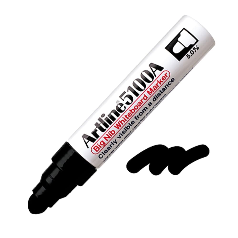 Artline 5100A Big Nib Whiteboard Marker Pack of 12 (Black Colours) | Popular Choice For Writing On Whiteboards