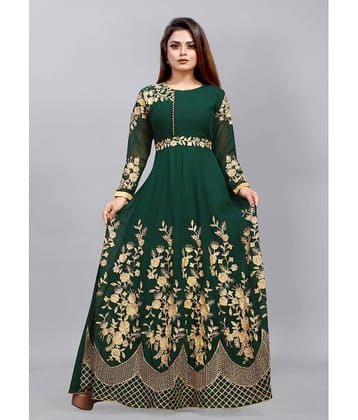 Aika - Wine Anarkali Georgette Women's Semi Stitched Ethnic Gown ( Pack of 1 )