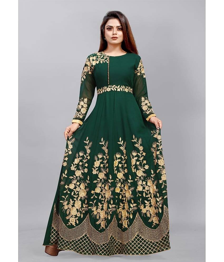 Aika - Wine Anarkali Georgette Women's Semi Stitched Ethnic Gown ( Pack of 1 )