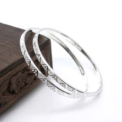 990 Real Silver Women Bangles Bracelet (Kangan)-Pair-5.4 CM (2.12 Inch) 2.2
