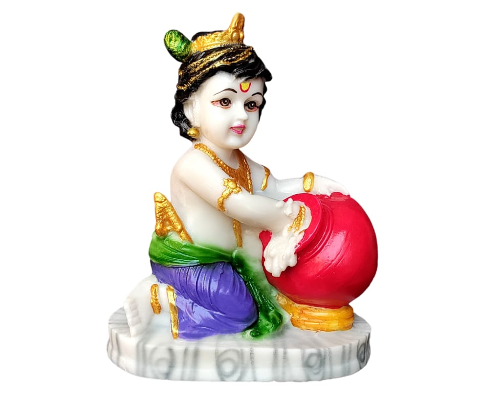 Krishna ,makhan chor Idol H 17 cm-Composite Marble