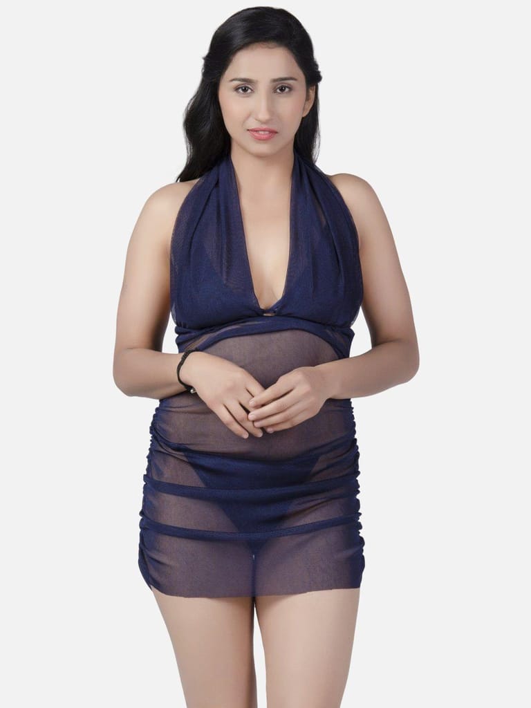 Sheer Net Hot Navy Blue Babydoll Bikini Night Dress for Honeymoon K12N - Nightwear & Loungewear | Buy online on ZillyBuy