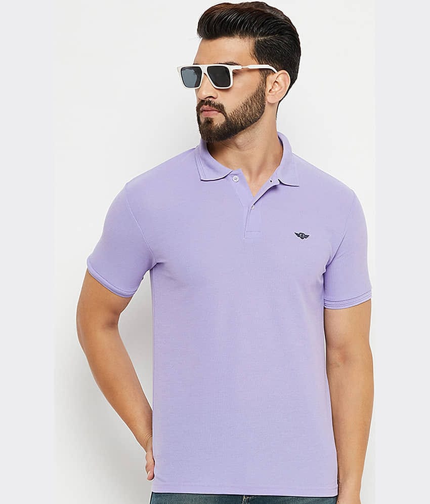 GET GOLF Pack of 1 Cotton Blend Regular Fit Solid Half Sleeves Men's Polo T Shirt ( Lavender )