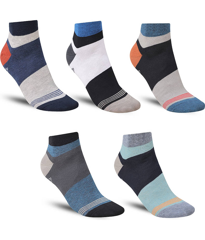 Dollar - Cotton Men's Striped Multicolor Ankle Length Socks ( Pack of 5 )