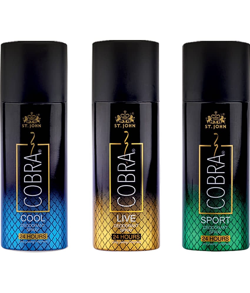 St. John Cobra Live,Cool & Sport 50ml Each, Cobra Deodorant Spray for Men 50 ml ( Pack of 3 )