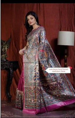 Ghicha Madhubani silk saree