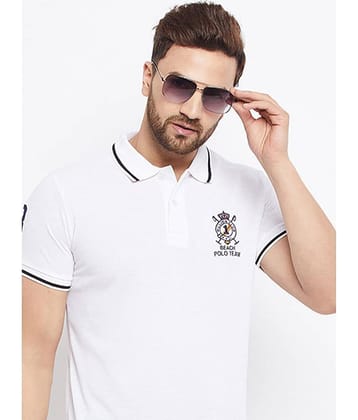 The Million Club Pack of 1 Cotton Blend Regular Fit Solid Half Sleeves Men's Polo T Shirt ( White )