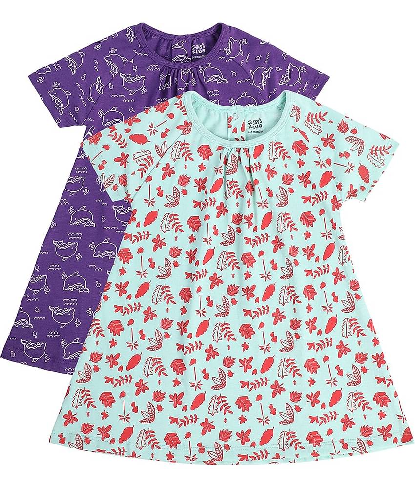 MINI KLUB Pack of 2 Baby Girls Cotton Dress ( Multi )