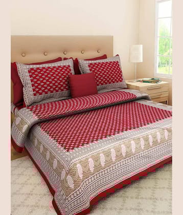 Cosito Cotton 1 Double Bedsheet with 2 Pillow Covers ( Multicolor )