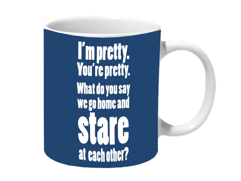 Multicolor Johnny Bravo Pretty Stare Quotes Ceramic Mug