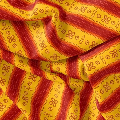 Tiny Red And Yellow Doted Flower Digital Printed Fabric-Polyester / Japan Satin / 110 CM | 43 Inch