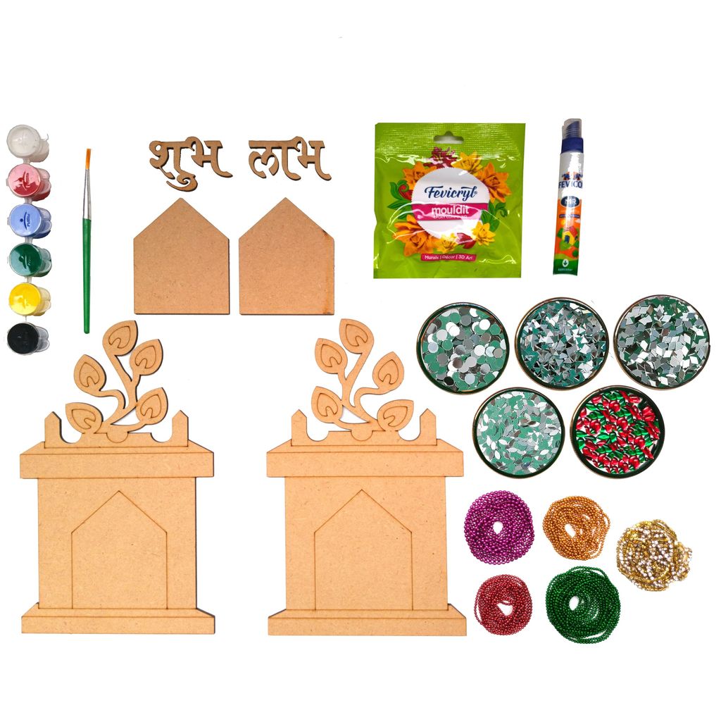 THE BROWN BOX:Shubh Labh Making kit,Lippan Art kit,Mud Mirror Work kit,Diwali Decor Kit,Craft kit for Adults,DIY kit,Art and Craft kit. - Pooja Needs | Buy online on ZillyBuy