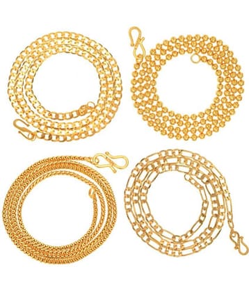 AanyaCentric Combo of 4 Gold Plated 28inches Long Fashion Chain