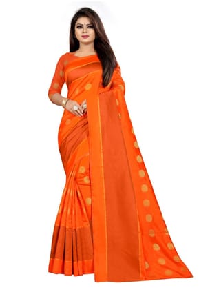 Generic Women's Art Silk Saree with Blouse (Orange, 5 - 6 Mtrs)