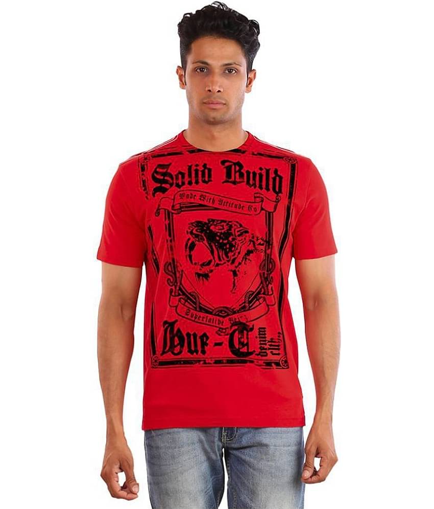 Huetrap Pack of 1 Cotton Regular Fit Men's T-Shirt ( Red )