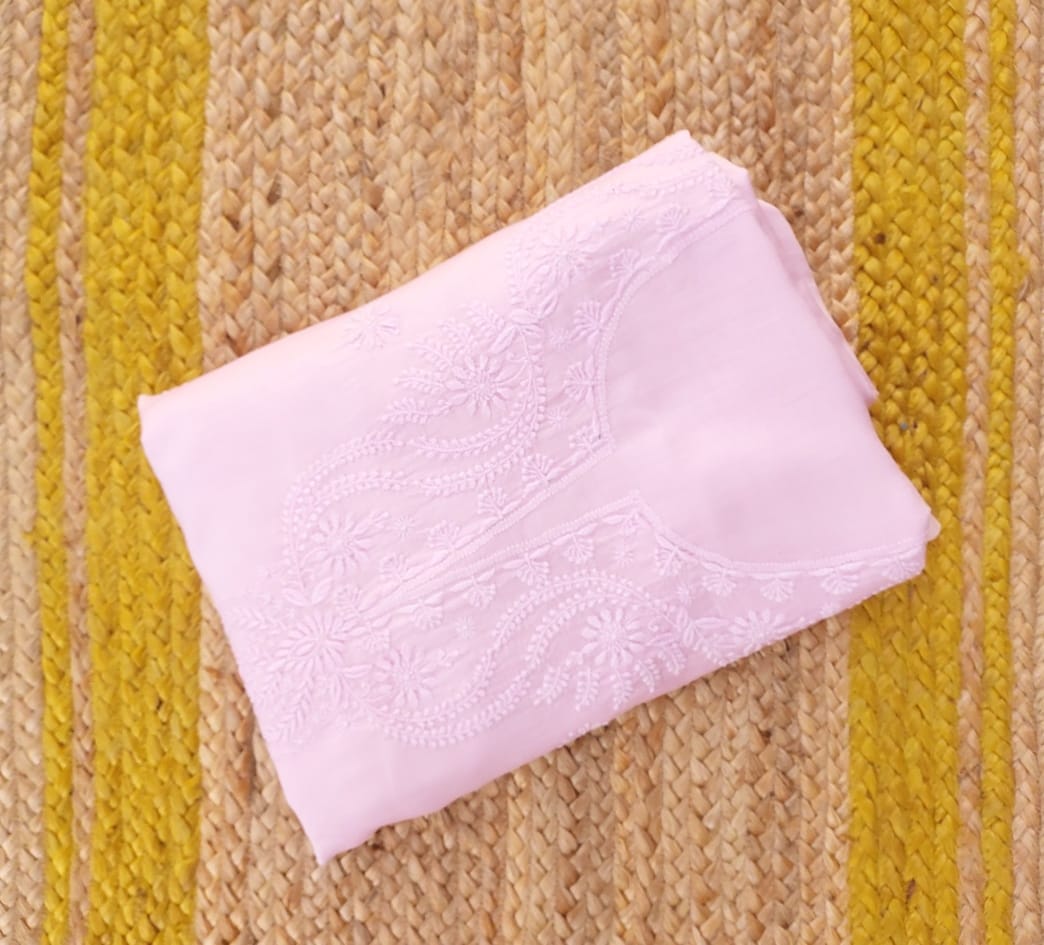 Chanderi Pure Chikankari  Hand Embroidered Suit 