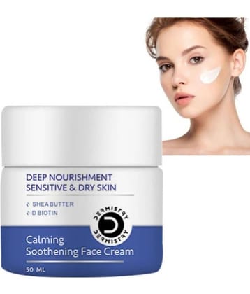 Dermistry Deep Nourishment Nourishing & Dryness Control Calming Soothening Face Cream with Shea Butter, D Biotin With Hyaluronic Acid for Sensitive Dry Combination Skin Oil Free Skin Repair Moisturizer Intense Hydration & Moisturization-50ml