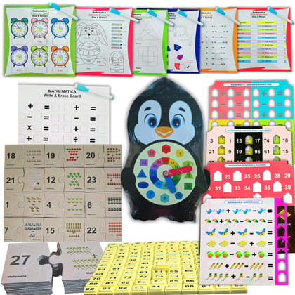 TOYJOS Wooden Educational Kids Learning Kit for Kids | Wooden Boards, Word Tiles, Jigsaw Puzzle Cards, Coloring Book, Reusable Sheets, Crayons | Early Literacy Educational Game Set (Age 3�6 Years)