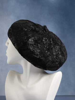 Scale Beret Hat - Black-Hat