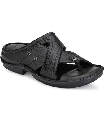 softio Black Synthetic Leather Sandals