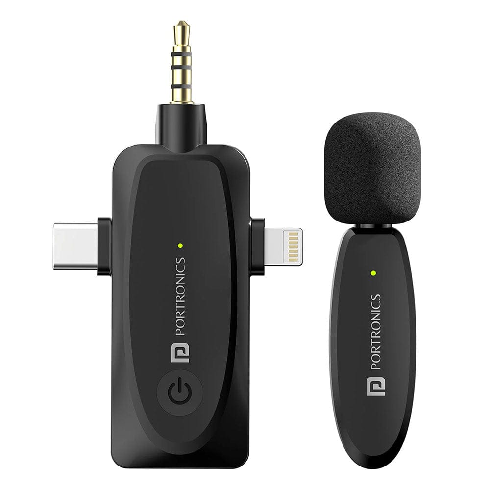 Portronics Dash 5 Omnidirectional 3 in 1 Wireless Microphone Portronics Dash 5 Omnidirectional 3 in 1 Wireless Microphone - Black