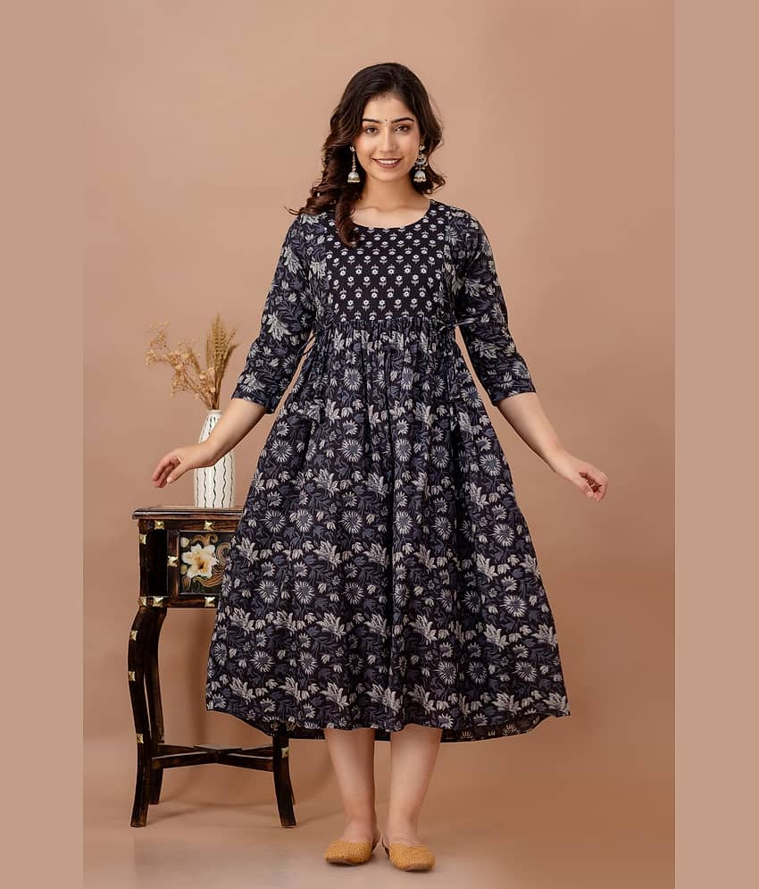 Nevisha Style Black Cotton Maternity Kurta Single