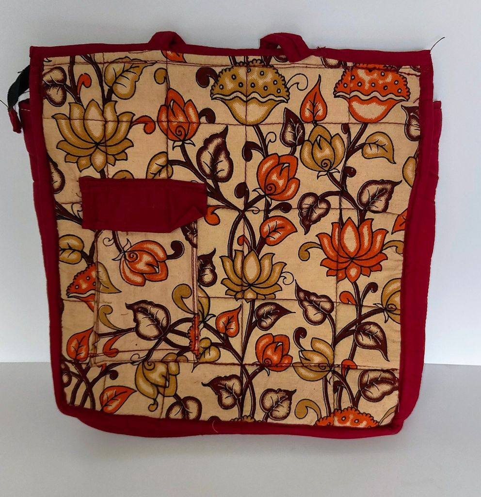 Handmade Floral Print Cotton Fabric Sling Bag with Adjustable Strap