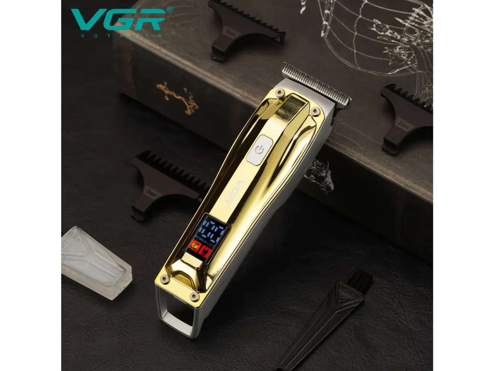 VGR V-956 with Turbo Mode & Digital LED Display Trimmer 100 min Runtime 3 Length Settings (Gold)