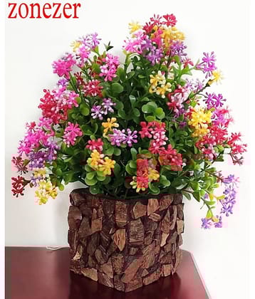 zonezer - Multicolor Daisy Artificial Flowers With Pot ( Pack of 1 )