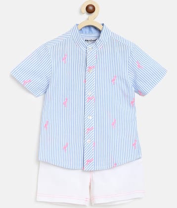 Nauti Nati Pack of 1 Boys Cotton Shirt & Shorts Set ( Blue )