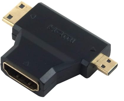 HDMI Female to Micro HDMI or Mini HDMI Male Connector (Black) HDMI Female to Micro HDMI or Mini HDMI Male Connector (Black)