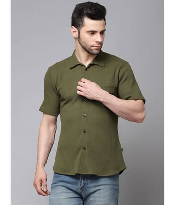 Rigo Cotton Blend Slim Fit Solids Half Sleeves Men's Casual Shirt - Green ( Pack of 1 )