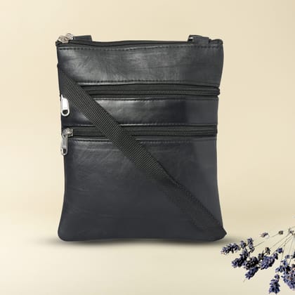 Leather Sling Bags Plain Black