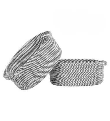 Generic Cotton 10x7x4 Inch 2 Pcs Oval Storage Basket For Clothes (Grey)-PID66432 Generic Cotton 10x7x4 Inch 2 Pcs Oval Storage Basket For Clothes (Grey)-PID66432