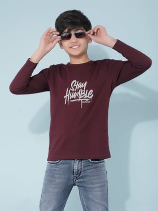 Wine Typographic Print T-Shirt-7-8Y / Wine
