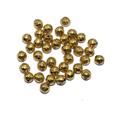 German Silver Metal Oxidize Golden Beads for Jewelry Making. , NGB-003-Per Packet of Approx 45 Pcs (50 Gram) / 8 MM