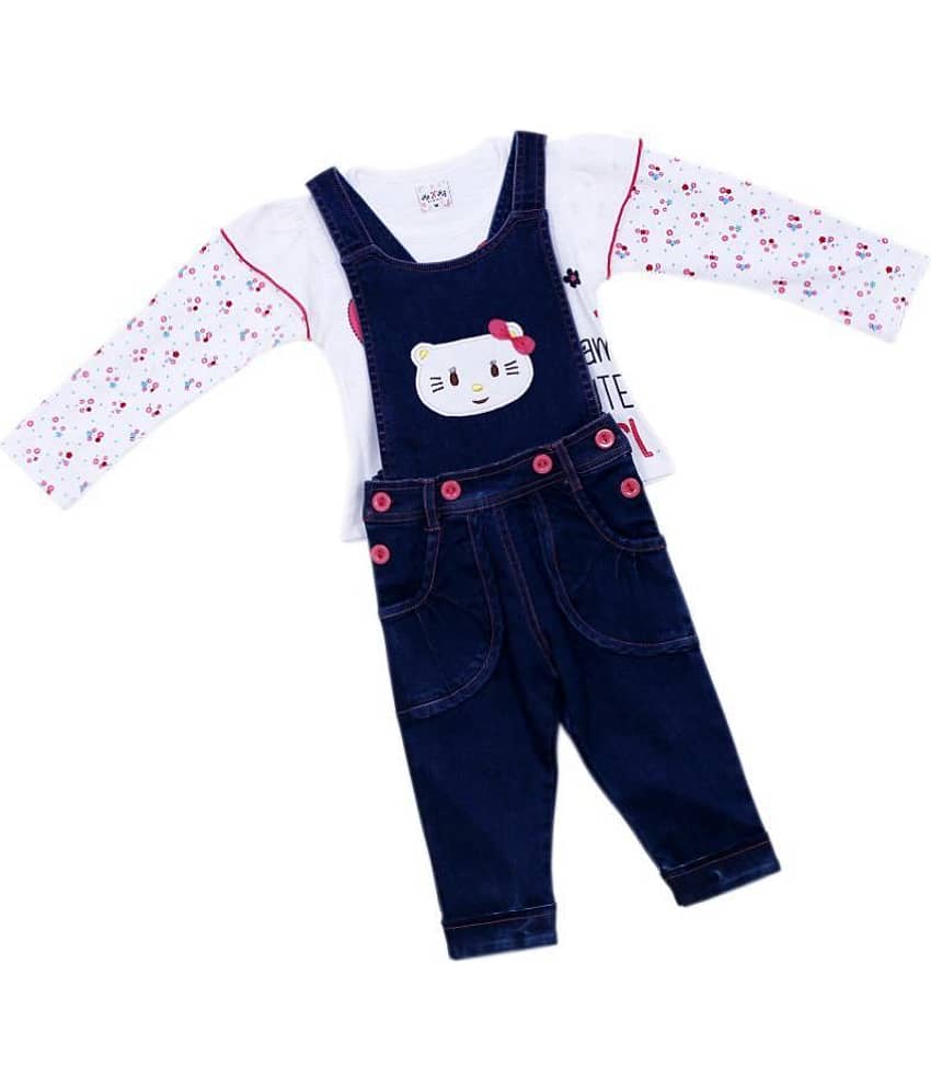 Me N My CLOSET Baby Girls 100% Cotton Dungaree Sets ( Multi )