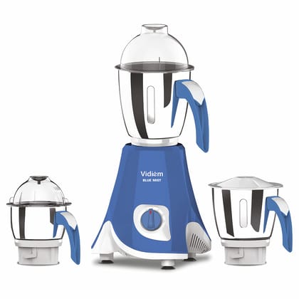 Vidiem Mixer Grinder 611 A Blue Mist | 650 Watts Mixer Grinder with 3 Leakproof Jars with self-lock for wet & dry spices chutneys & curries | 2 Years Warranty Vidiem Mixer Grinder 611 A Blue Mist | 650 Watts Mixer Grinder with 3 Leakproof Jars with self-