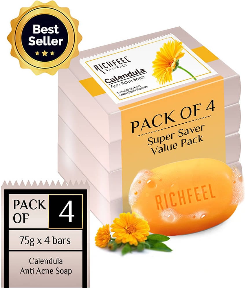 Richfeel Antibacterial Calendula Soap for All Skin Type ( Pack of 4 )