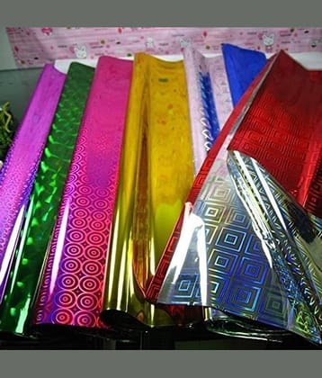 freedy (5 Colours x 5 Sheets Each) Plastic Holographic Metallic Colour Paper Wrapping Sheets Especially for Gifts for Loved, 65cm X 45cm (Pack of 25)