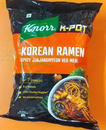 Knorrr Korean Raman spicy jjajangmyeon veg meal 