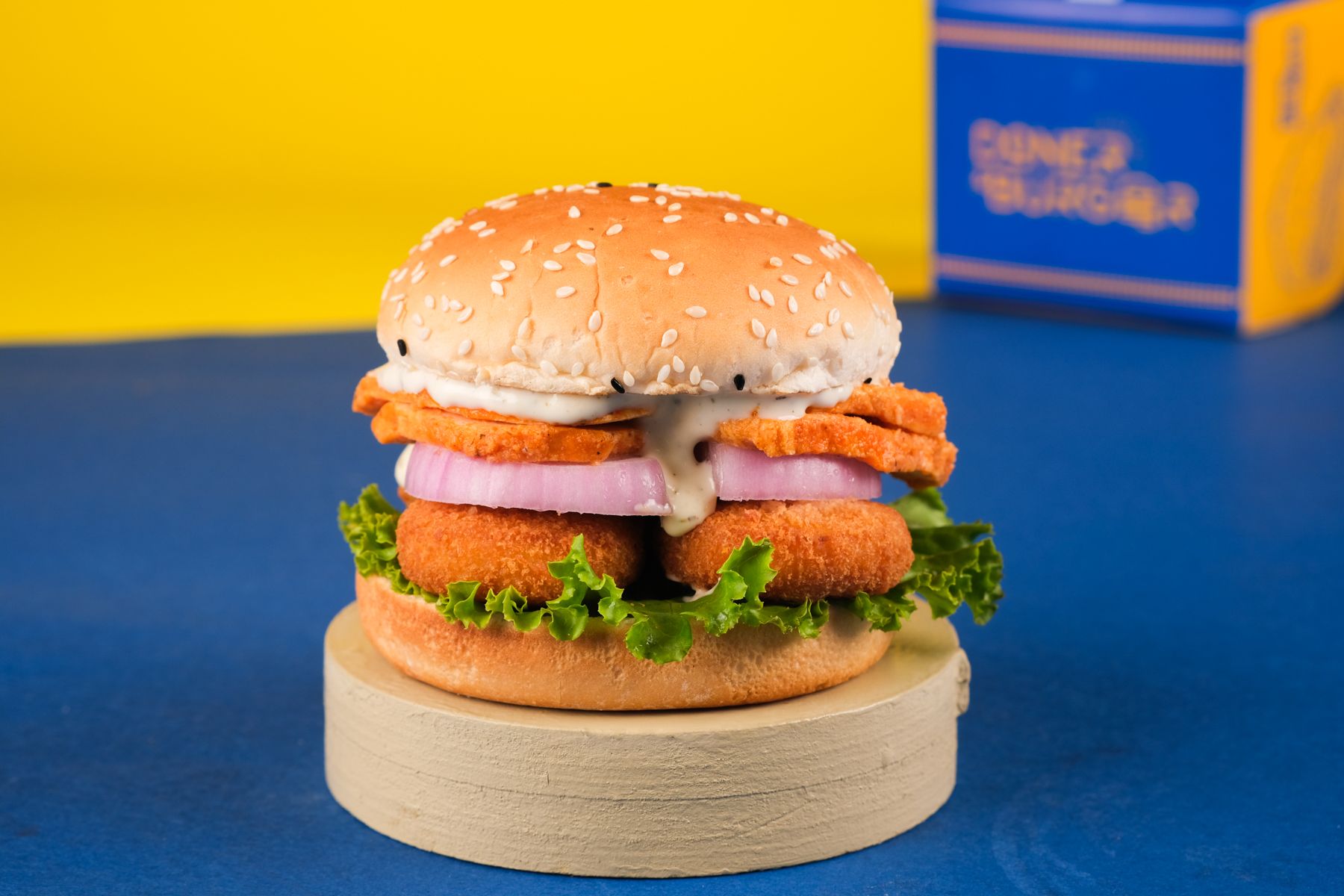 Double Chicken Cheese Bomb Burger