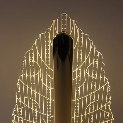 Elegant Plastic LED Table Lamp with Leaf Design Shade (1 Pc)