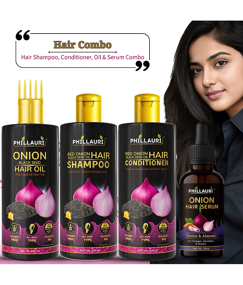 Red Onion & Black Seed Hair Smoothness Combo Shampoo Oil Conditioner Serum Kit