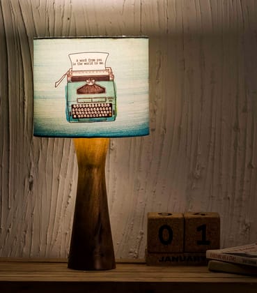 Kavi Typewriter Wooden Shade Lamp (Round)