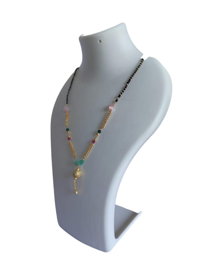 Black Beads Mangalsutra with Gold Plated Pendant for Women