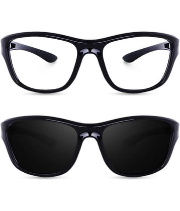 Kanny Devis - Black Wrap Around Sunglasses ( Pack of 2 )