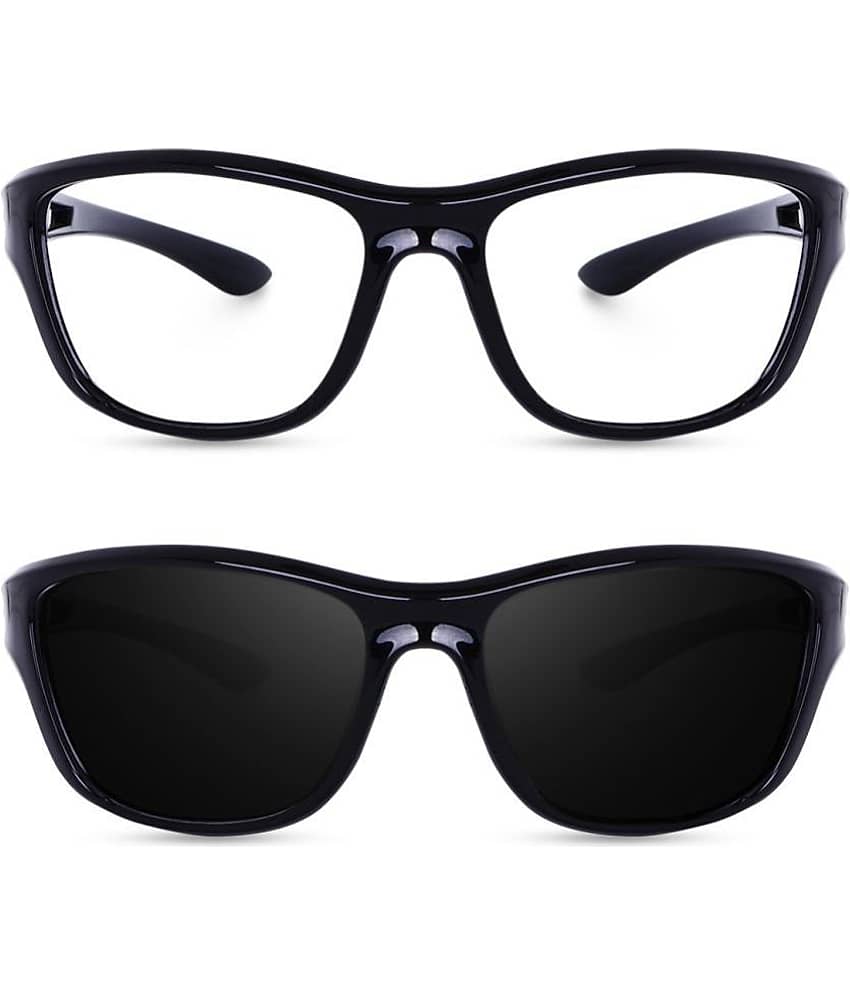 Kanny Devis - Black Wrap Around Sunglasses ( Pack of 2 )