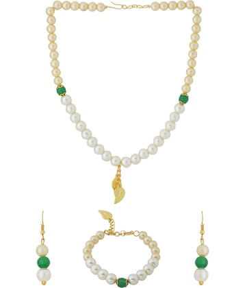 VIRAASI - Off White Alloy Necklace Set ( Pack of 1 )