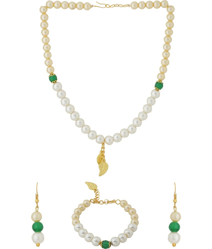 VIRAASI - Off White Alloy Necklace Set ( Pack of 1 )